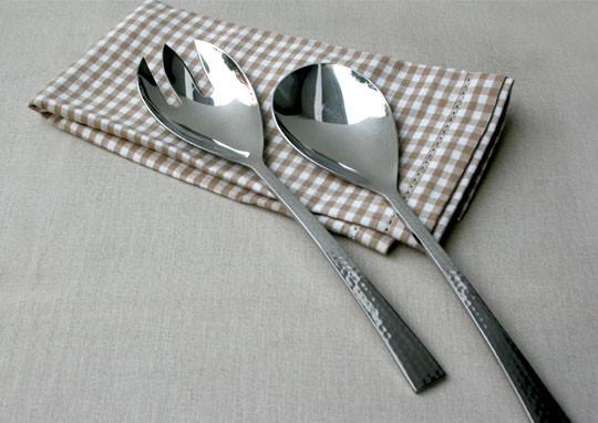 Beaten Steel Salad Servers